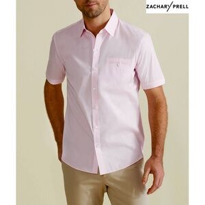 ZACHARY PRELL MEN NWT BAUMANN REGULAR FIT S/S LIGHT PINK SPORT SHIRT. SIZE XL